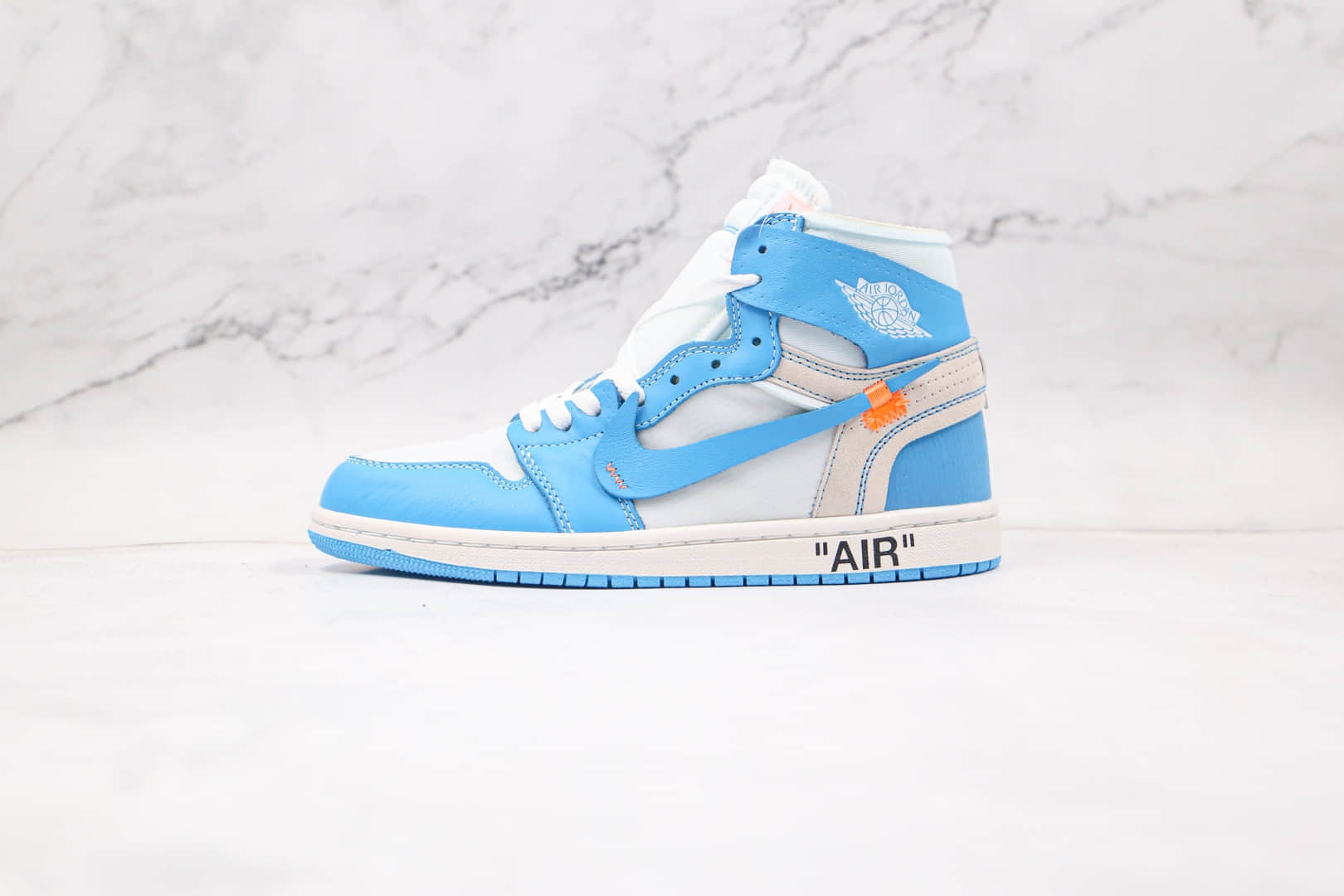 乔丹Air Jordan 1 x Off-White联名款纯原版本高帮AJ1白蓝色板鞋原盒原标 货号：AQ0818-148