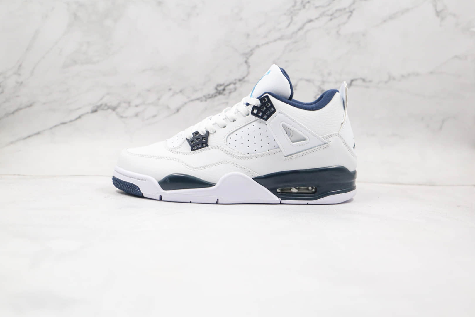 乔丹Air Jordan 4 Retro纯原版本哥伦比亚白蓝色AJ4篮球鞋原楦头纸板打造 货号：314254-107