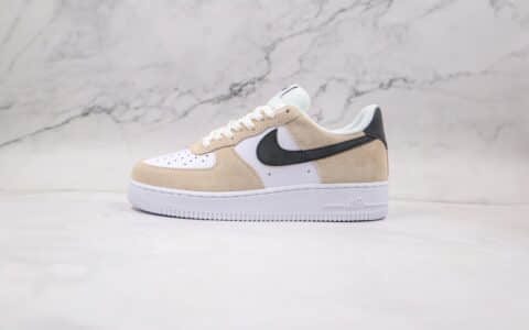 耐克Nike Air Force 1 HO20 BG纯原版本低帮空军一号奶茶白黑色板鞋内置气垫原盒原标 货号：BQ8988-100