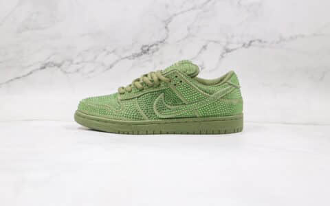 耐克Nike SB Dunk Low x CPFM施华洛世奇联名款纯原版本绿色水钻板鞋内置Zoom气垫 货号：CZ2670-300