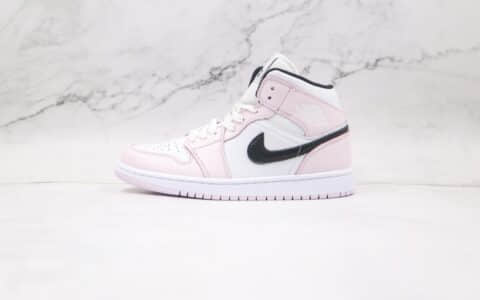 乔丹Air Jordan 1 MID纯原版本中帮AJ1白粉色篮球鞋正确后跟定型 货号：BQ6742-500