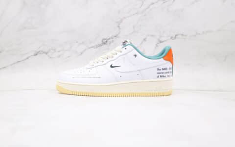 耐克Nike Air Force 1 LOW纯原版本低帮空军一号白绿橙板鞋内置气垫 货号：DM0970-111