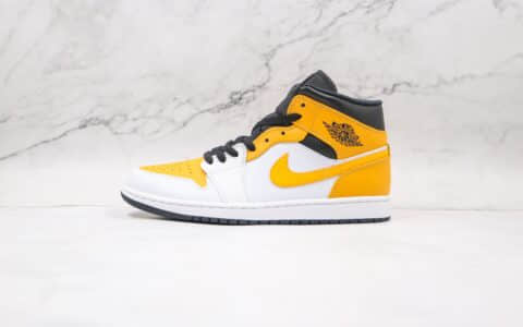 乔丹Air Jordan 1 Mid纯原版本中帮AJ1白黄色篮球鞋原档案数据开发 货号：554724-170