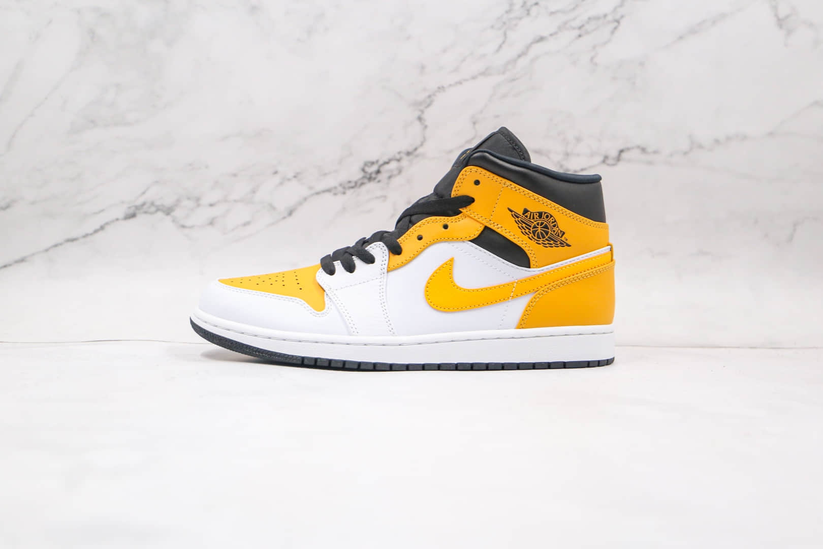 乔丹Air Jordan 1 Mid纯原版本中帮AJ1白黄色篮球鞋原档案数据开发 货号：554724-170