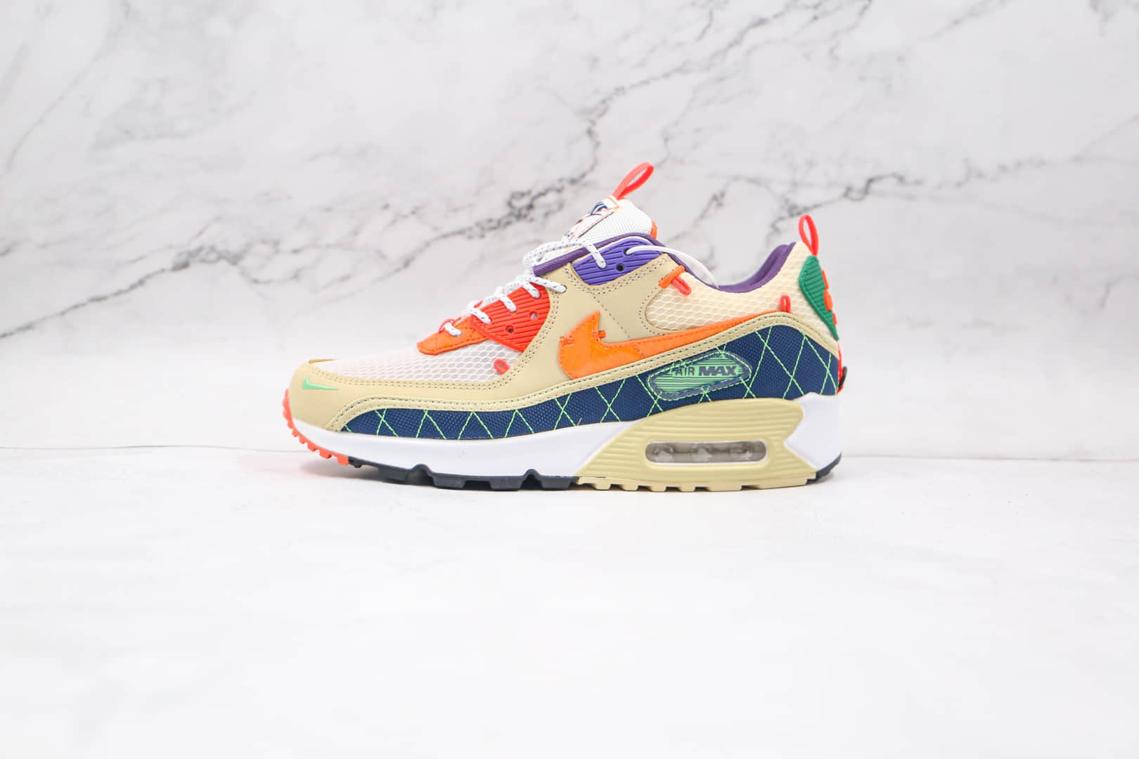 耐克Nike Air Max 90纯原版本复古Max90黄蓝红紫橙鸳鸯拼色气垫鞋原档案数据开发 货号：CZ9078-784