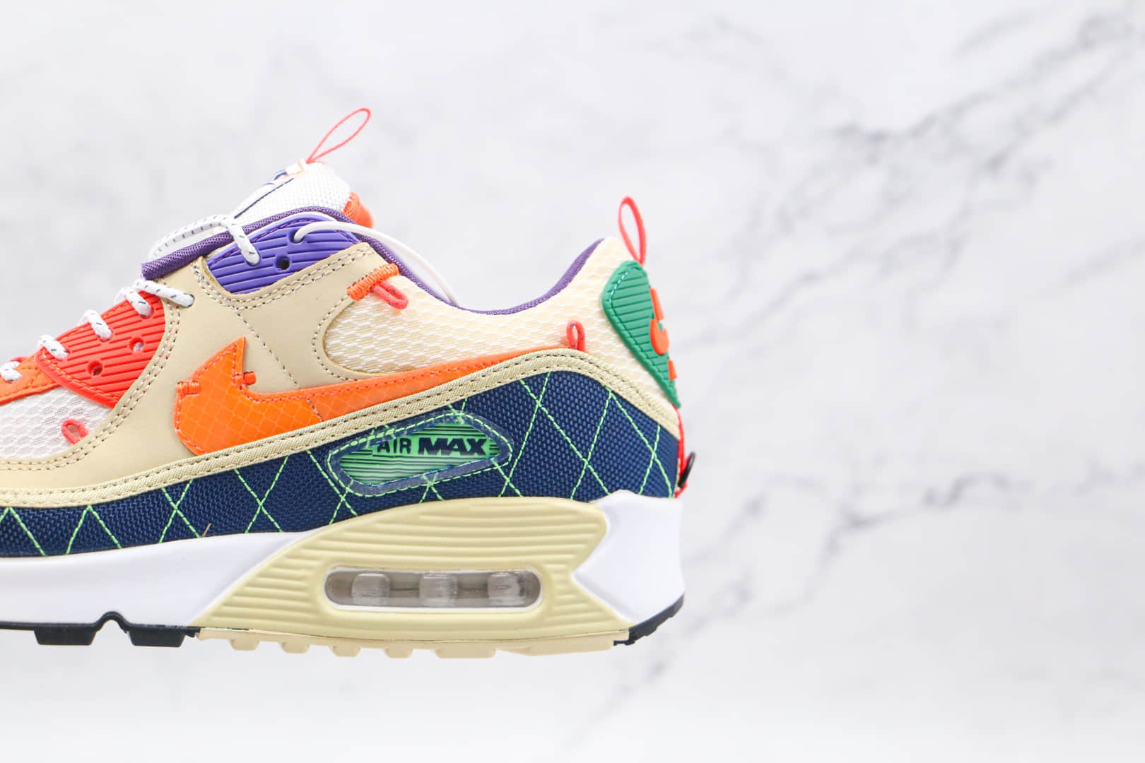 耐克Nike Air Max 90纯原版本复古Max90黄蓝红紫橙鸳鸯拼色气垫鞋原档案数据开发 货号：CZ9078-784