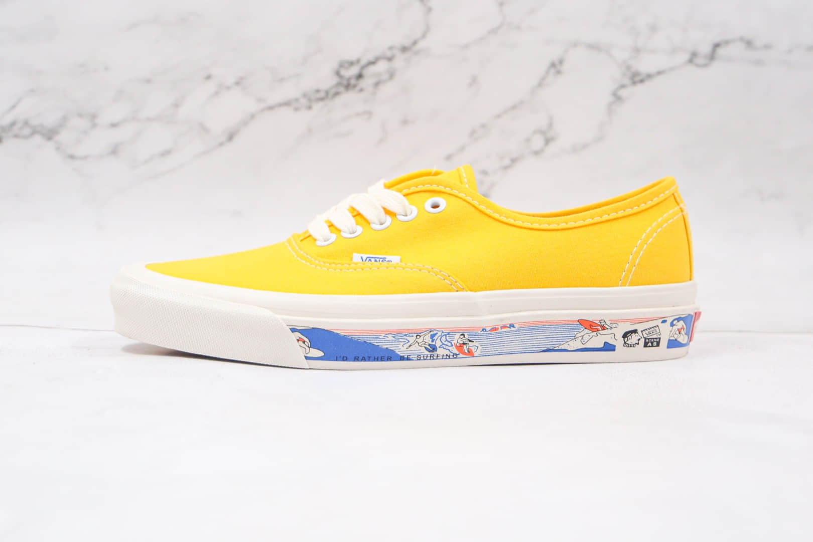 万斯Vans Authentic 44 DX公司级版本低帮安纳海姆黄色帆布冲浪图案硫化板鞋原盒原标 货号：VN0A54F341Q