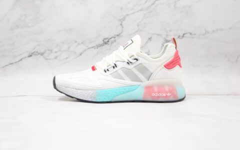 阿迪达斯Adidas Originals ZX 2K Boost纯原版本三叶草爆米花ZX 2K白灰红蓝色跑鞋原档案数据开发 货号：FY7054