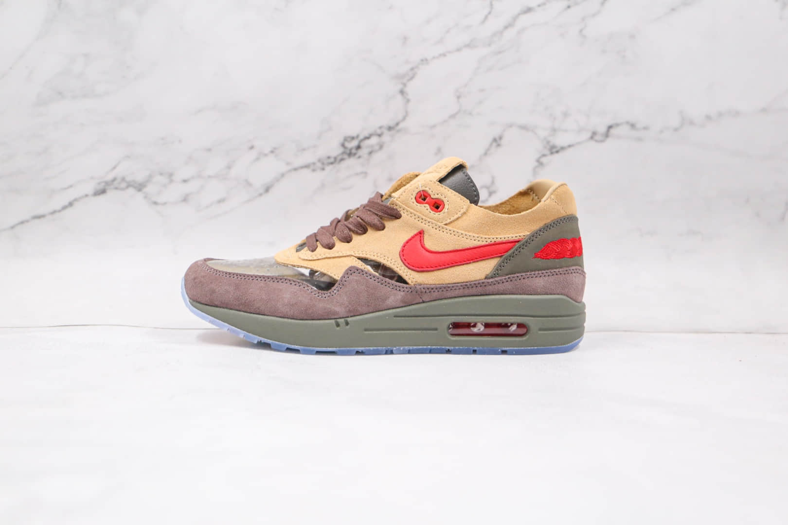 耐克Nike Air Max 1 Tea Leaf Brown x CLOT陈冠希联名款纯原版本Max 1中国限定死亡之吻气垫鞋原盒配件齐全 货号：DD1870-200