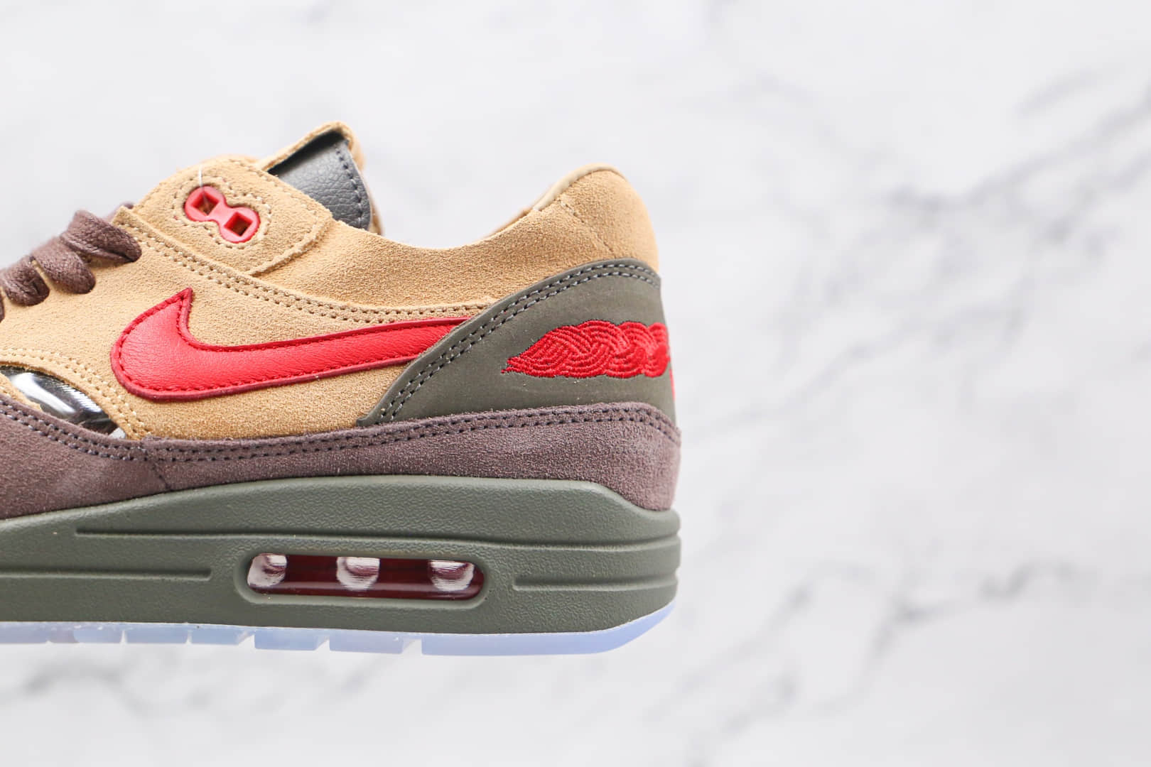 耐克Nike Air Max 1 Tea Leaf Brown x CLOT陈冠希联名款纯原版本Max 1中国限定死亡之吻气垫鞋原盒配件齐全 货号：DD1870-200