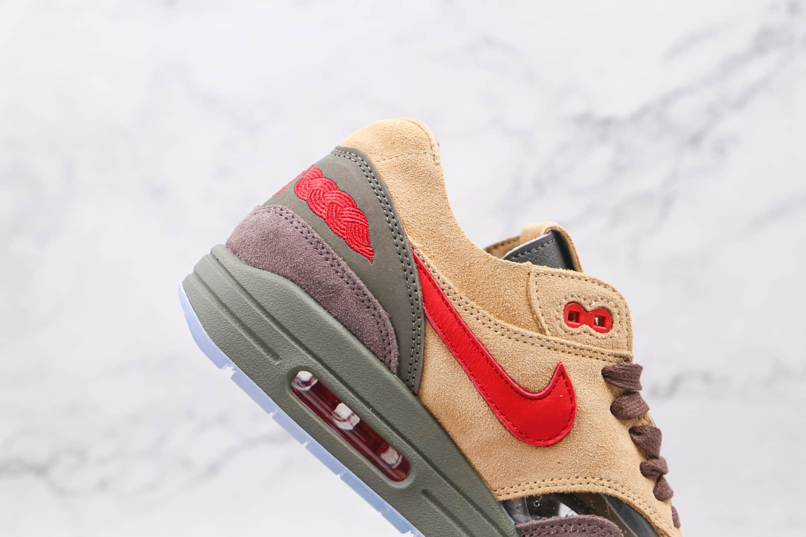 耐克Nike Air Max 1 Tea Leaf Brown x CLOT陈冠希联名款纯原版本Max 1中国限定死亡之吻气垫鞋原盒配件齐全 货号：DD1870-200