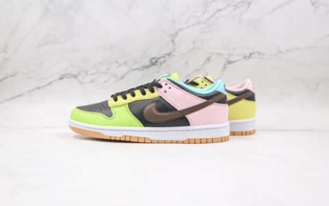 耐克Nike SB Dunk Low Free 99纯原版本低帮SB DUNK绿黑粉棕蓝黄彩色拼接鸳鸯板鞋内置后跟Zoom气垫 货号：DH0925-001