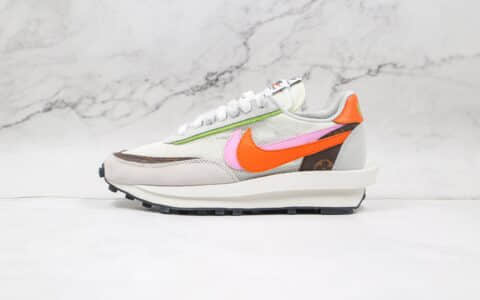 耐克NIKE LDV Waffle x sacai x LV三方联名款纯原版本华夫白橙色慢跑鞋原盒配件齐全 货号：BV0076-002