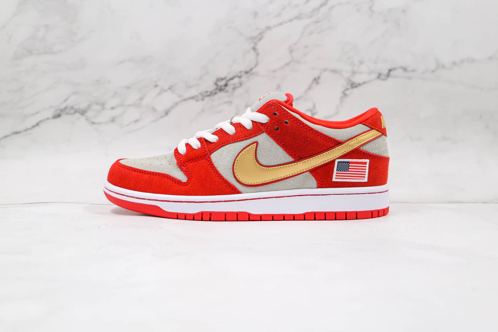 耐克Nike SB Dunk Low Nasty Boys纯原版本低帮SB DUNK灰红金钩美国国旗板鞋内置气垫 货号：304292-610