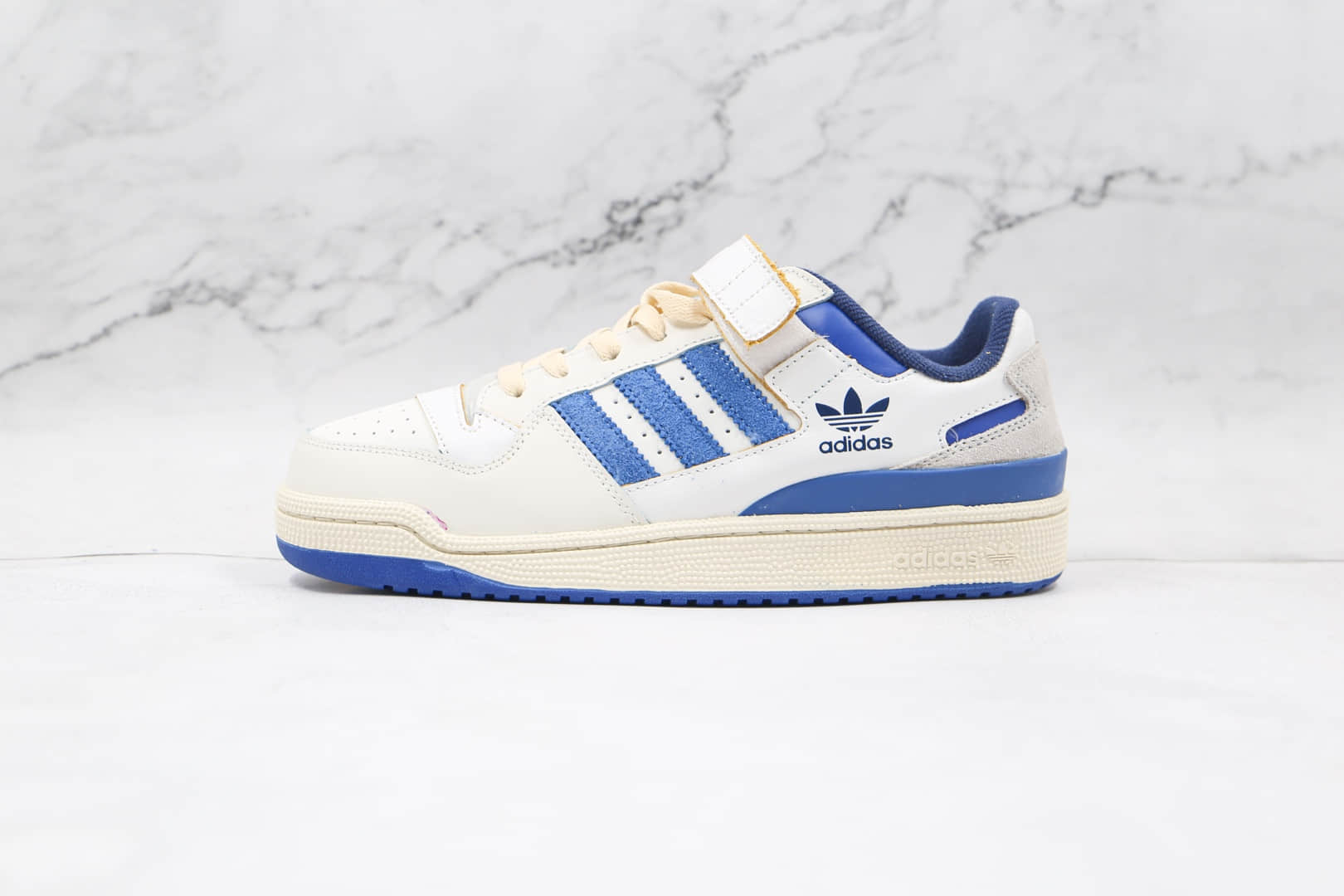 阿迪达斯adidas Forum 84 Low OG Bright Blue纯原版本三叶草白蓝色魔术贴板鞋原档案数据开发 货号：S23764