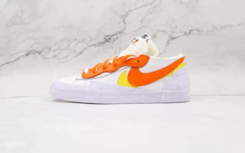 耐克Nike Blazer Low x Sacai联名款纯原版本低帮开拓者白橙黄解构板鞋原档案数据开发 货号：DD1877-100