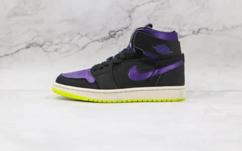 乔丹Air Jordan 1 Zoom Air CMFT Lemon Venom Plum Purple纯原版本高帮AJ1 Zoom黑紫柠檬毒液板鞋原楦头纸板打造 货号：CT0979-001