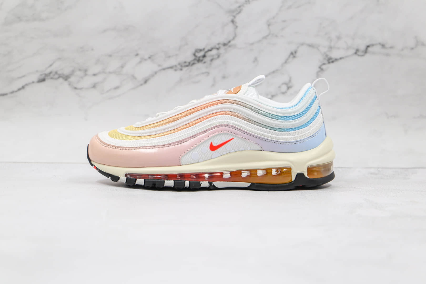 耐克Nike Air Max 97纯原版本子弹头复古气垫鞋Max97粉色渐变内置真小潘气垫 货号：DD8500-161