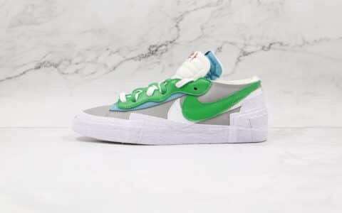 耐克Nike Blazer Low x Sacai联名款纯原版本低帮灰白绿双钩板鞋原鞋开模一比一打造 货号：DD1877-001