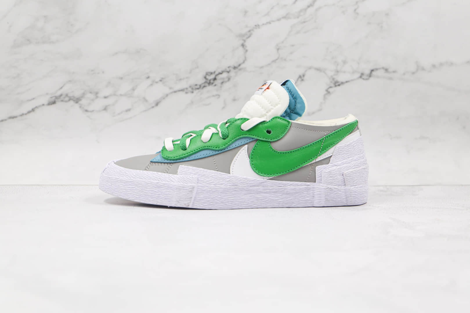 耐克Nike Blazer Low x Sacai联名款纯原版本低帮灰白绿双钩板鞋原鞋开模一比一打造 货号：DD1877-001