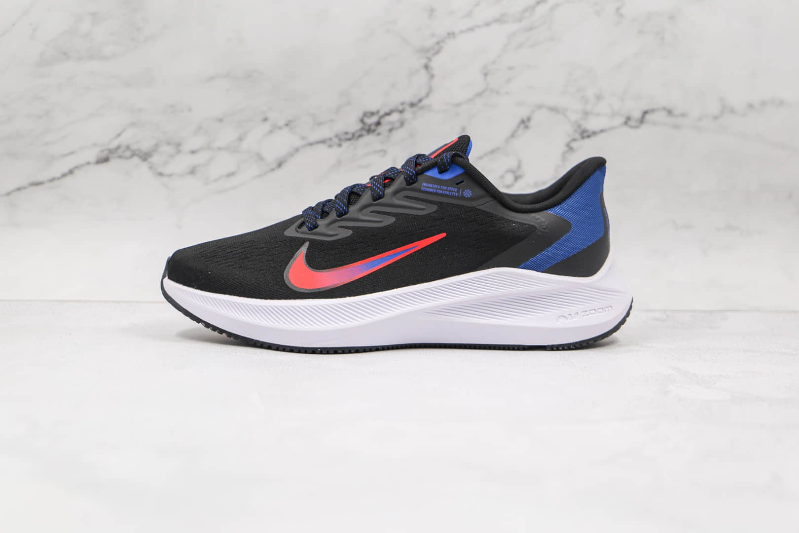 耐克NIKE AIR ZOOM PEGASUS 7X纯原版本登月7代黑蓝红色马拉松跑鞋原档案数据开发 货号：CJ0291-006