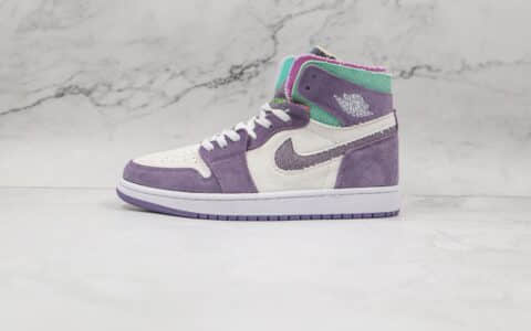 乔丹Air Jordan 1 Zoom Comfort Tropical Twist纯原版本高帮AJ1 Zoom帆布黎明白紫绿色板鞋原鞋开模 货号：CT0978-150