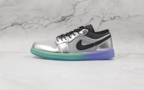 乔丹Air Jordan 1 Low SE纯原版本低帮AJ1金属银渐变水晶底板鞋原鞋开模一比一打造 货号：DJ5199-109