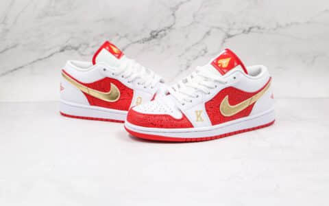 乔丹Air Jordan 1 Low Spades纯原版本低帮AJ1白红金扑克板鞋原档案数据开发 货号：DJ5185-100