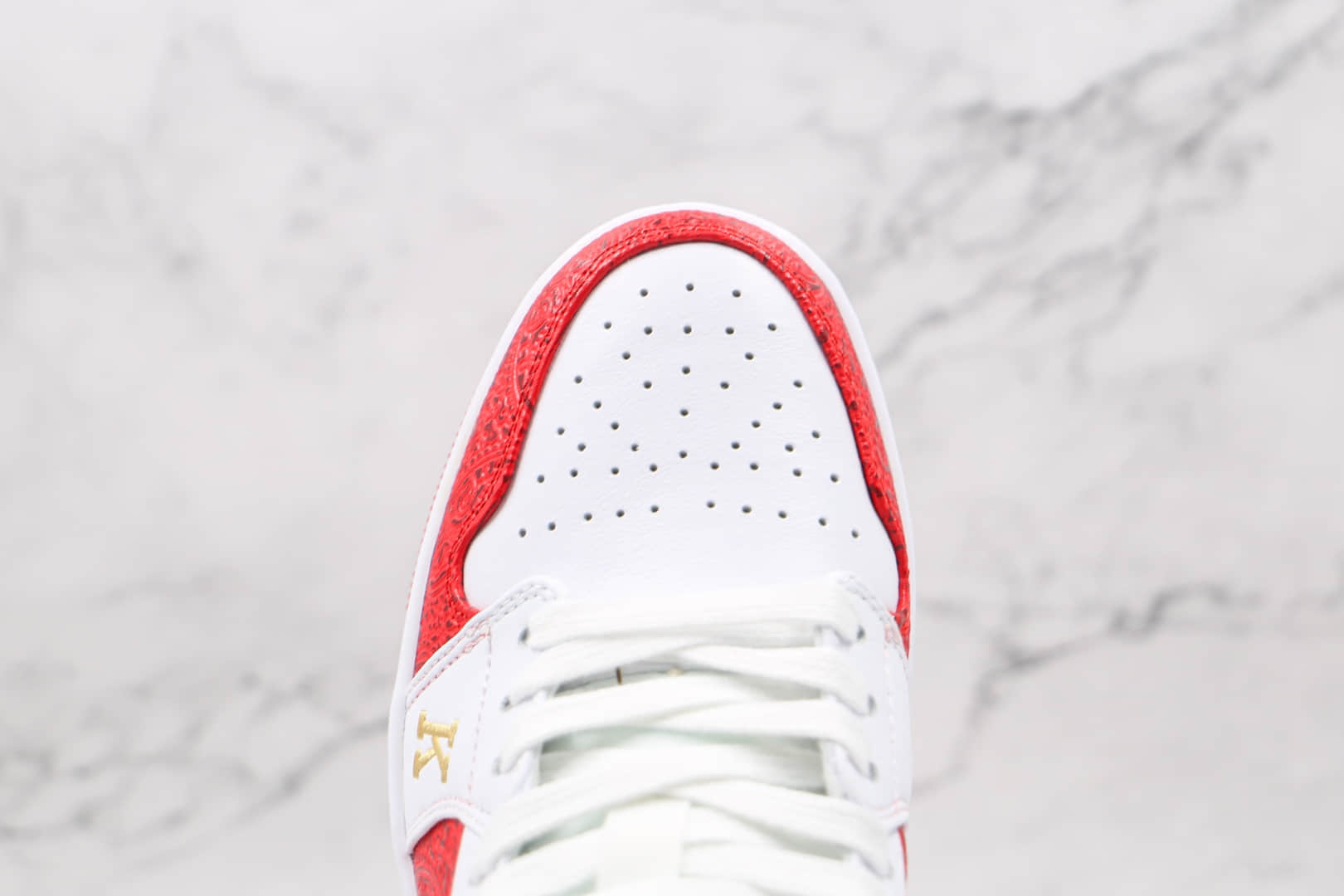 乔丹Air Jordan 1 Low Spades纯原版本低帮AJ1白红金扑克板鞋原档案数据开发 货号：DJ5185-100