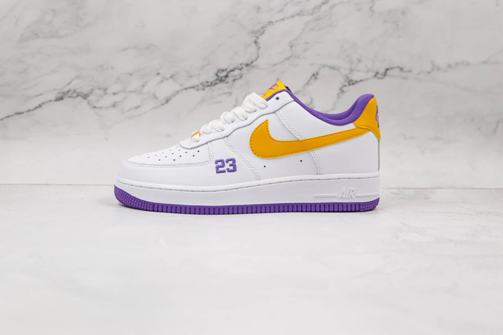 耐克Nike AIR FMRCE 1纯原版本低帮空军一号23数字白黄湖人詹姆斯款板鞋原楦头纸板打造 货号：315122-113