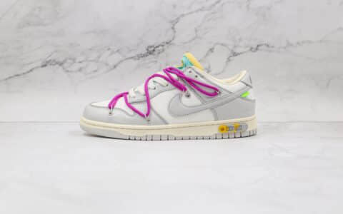 耐克Nike SB Dunk x OFF-WHITE联名款纯原版本低帮SB DUNK白灰色板鞋内置后跟Zoom气垫 货号：DM1602-100