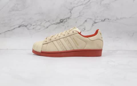 阿迪达斯Adidas Originals Superstars White Red Laceless纯原版本三叶草米白棕色贝壳头板鞋原盒原标 货号：EG4962