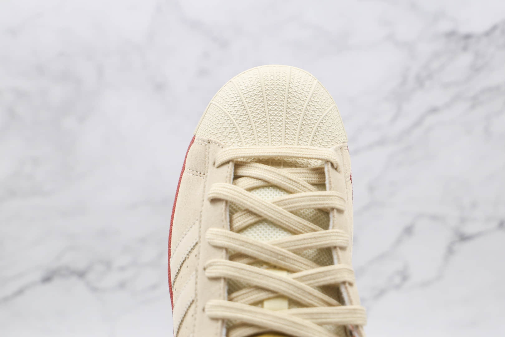 阿迪达斯Adidas Originals Superstars White Red Laceless纯原版本三叶草米白棕色贝壳头板鞋原盒原标 货号：EG4962