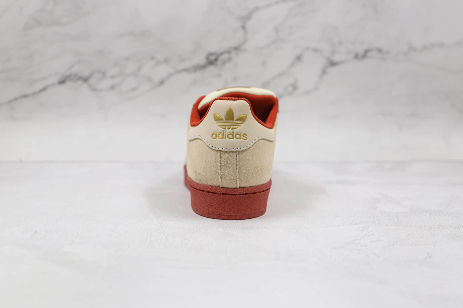 阿迪达斯Adidas Originals Superstars White Red Laceless纯原版本三叶草米白棕色贝壳头板鞋原盒原标 货号：EG4962