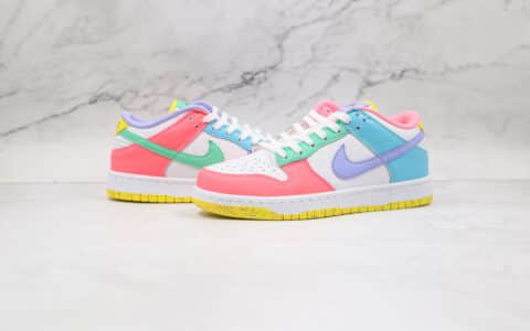 耐克Nike SB Dunk Low纯原版本低帮SB DUNK白紫粉绿蓝色鸳鸯彩色拼接板鞋原楦头纸板打造 货号：DD1872-100