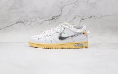 耐克Nike SB DUNK x OFF-WHITE联名款纯原版本低帮SB DUNK白银色板鞋原盒原标 货号：DM1602-127