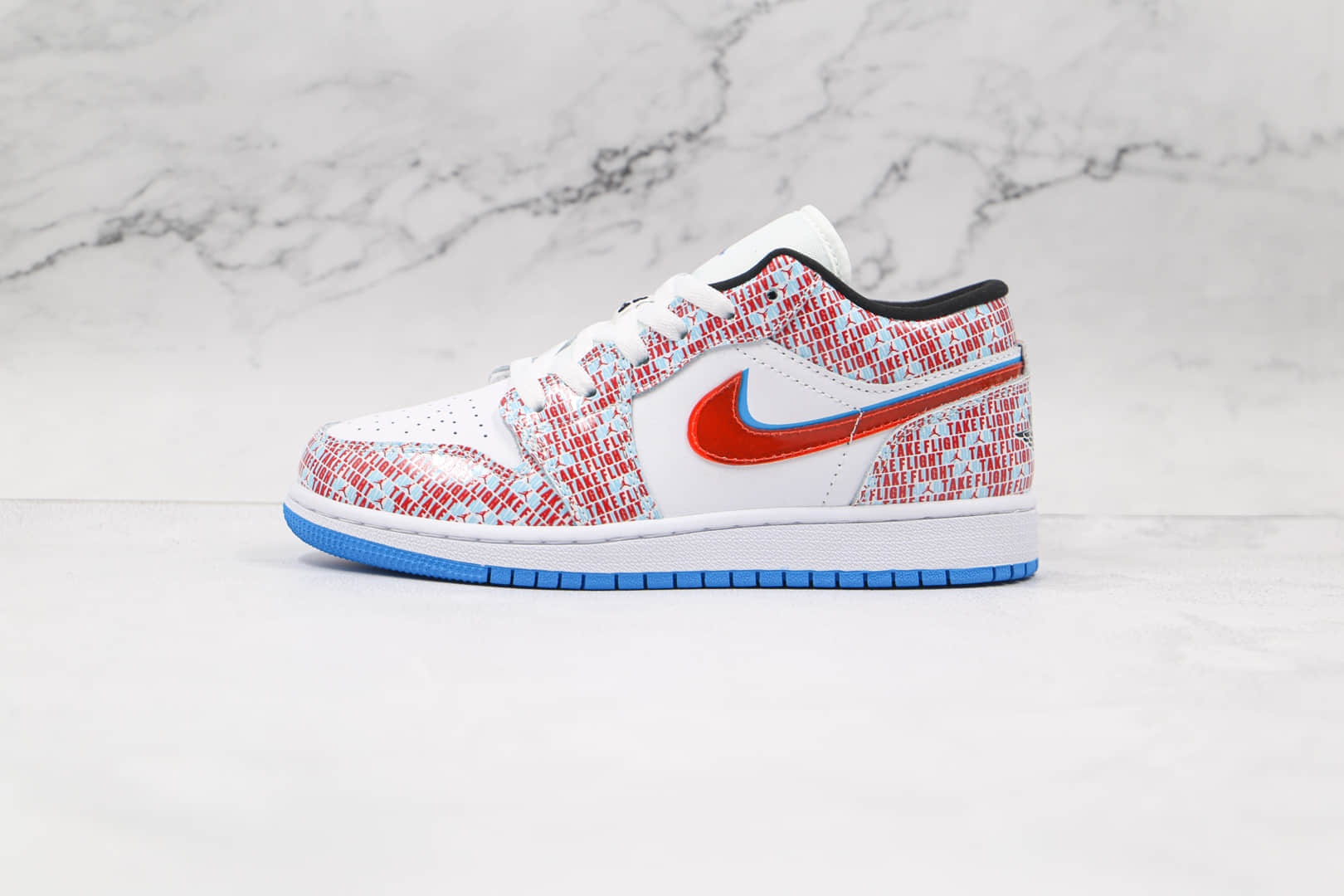 乔丹Air Jordan 1 Low gs纯原版本低帮AJ1白红蓝双钩裸眼3D板鞋原楦头纸板打造 货号：DD1527-114