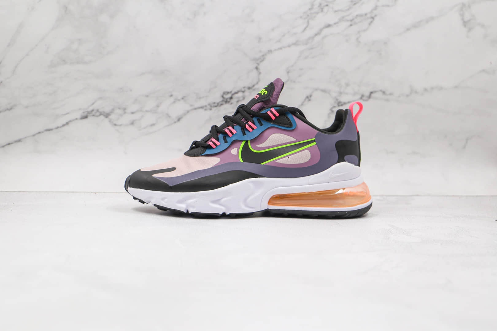 耐克Nike Air Max 270 React纯原版本半掌气垫Max270白紫色气垫鞋原楦头纸板打造 货号：CV8818-500