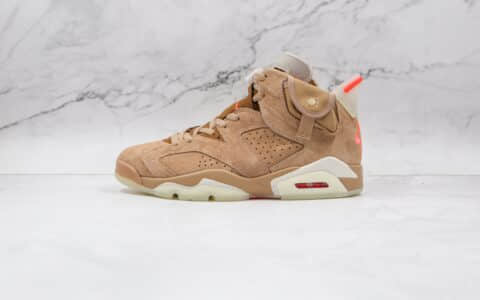 乔丹Air Jordan 6 British Khaki x Travis Scott联名款纯原版本AJ6卡其棕夜光色篮球鞋原档案数据开发 货号：DH0690-200