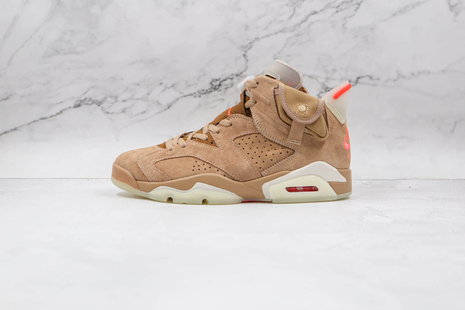 乔丹Air Jordan 6 British Khaki x Travis Scott联名款纯原版本AJ6卡其棕夜光色篮球鞋原档案数据开发 货号：DH0690-200