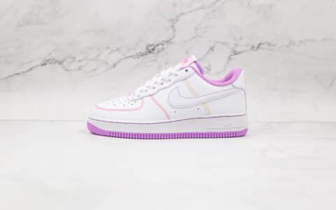 耐克Nike Air Force 1纯原版本空军一号低帮板鞋AF1白紫缝线内置solo气垫 货号：CW1757-100