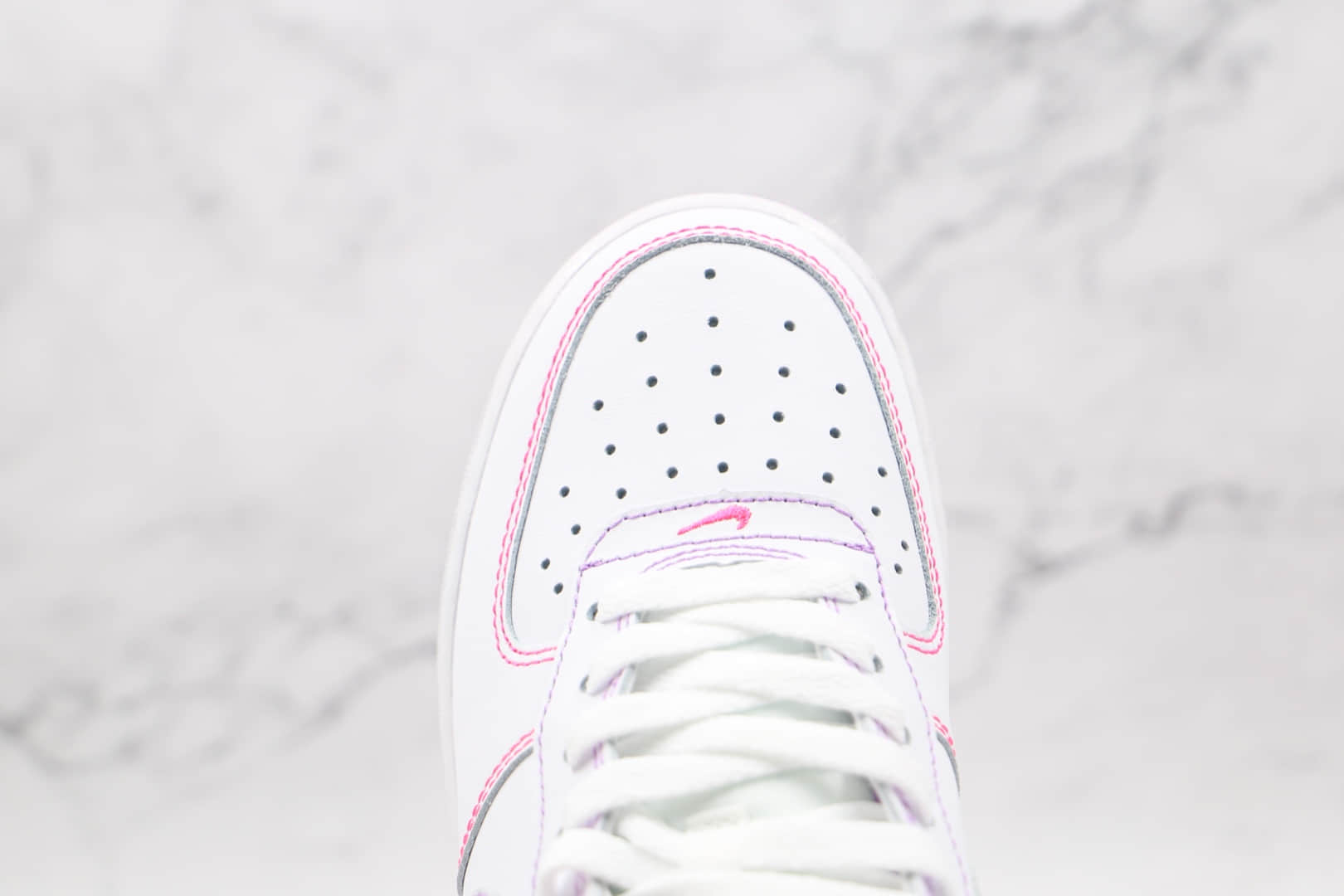 耐克Nike Air Force 1纯原版本空军一号低帮板鞋AF1白紫缝线内置solo气垫 货号：CW1757-100