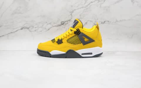 乔丹Air Jordan 4 “Lightning”纯原版本AJ4大黄蜂黑黄电母进口皮料原厂底模 货号：314254-702