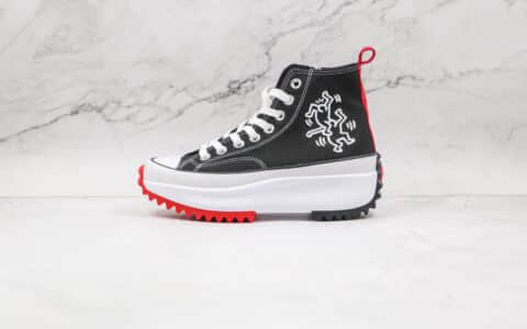 匡威CONVERSE x Keith Hatding Run Star Hike凯斯哈林联名款公司级版本高帮厚底松糕帆布鞋原盒原标 货号：171859C