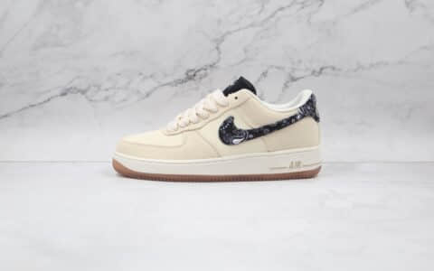 耐克Nike Air Force 1 Paisley Swooshes纯原版本低帮空军一号帆布米白色佩斯利板鞋原楦头纸板打造 货号：DJ4631-200