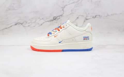 耐克Nike AIR FMRCE 1‘07 SU19纯原版本低帮空军一号米白色蓝橙双小钩板鞋内置气垫 货号：CT1989-105