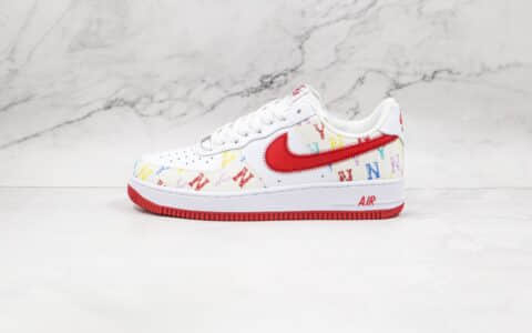 耐克Nike Air Force 1‘07纯原版本低帮空军一号白红色彩色NY logo板鞋内置气垫 货号：315122-443