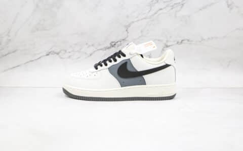 耐克Nike AIR FORCE 1纯原版本低帮空军一号灰白拼接黑色钩板鞋内置气垫 货号：CL2026-113