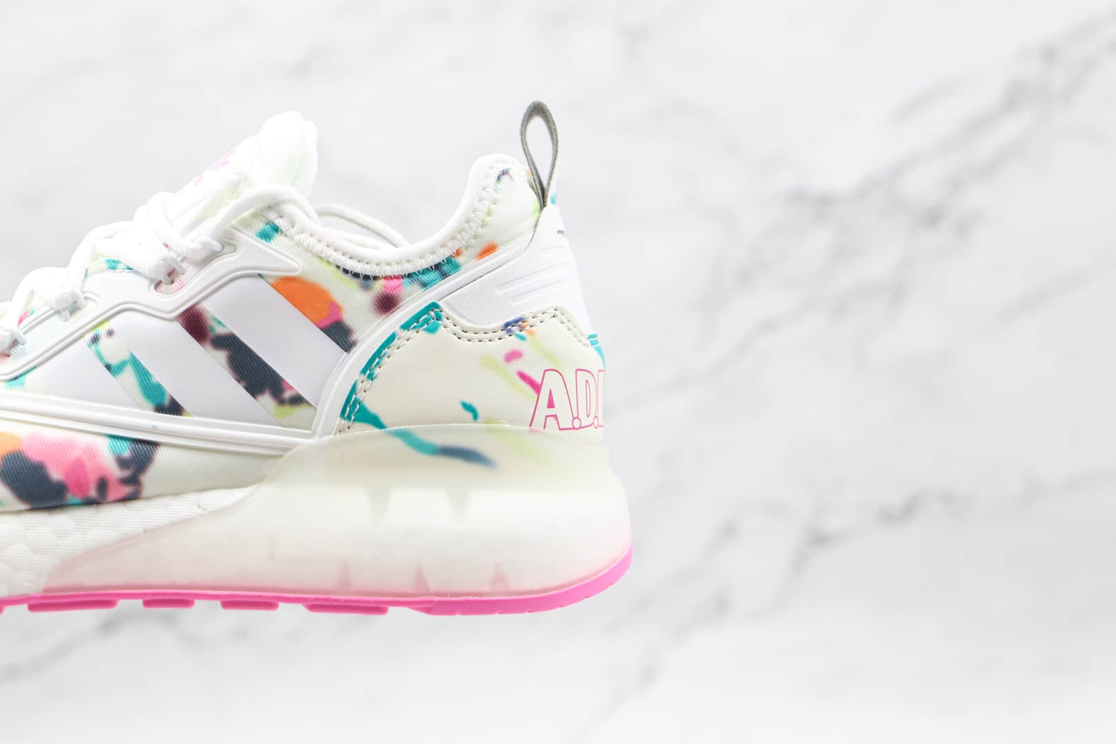 阿迪达斯Adidas Originals ZX 2K Boost纯原版本三叶草易烊千玺同款2K ZX扎染印花爆米花跑鞋原楦头纸板打造 货号：GX5405