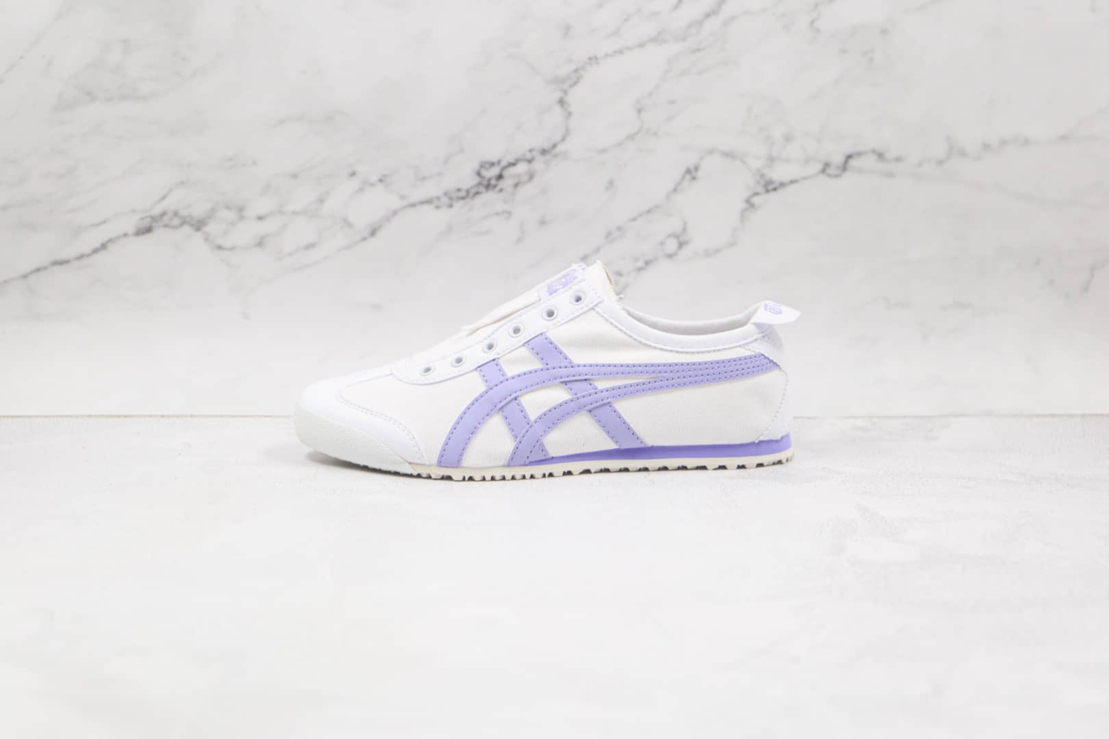 亚瑟士ASICS Onitsuka tiger公司级版本鬼冢虎白紫色一脚蹬帆布鞋原档案数据开发 货号：1183B772-101